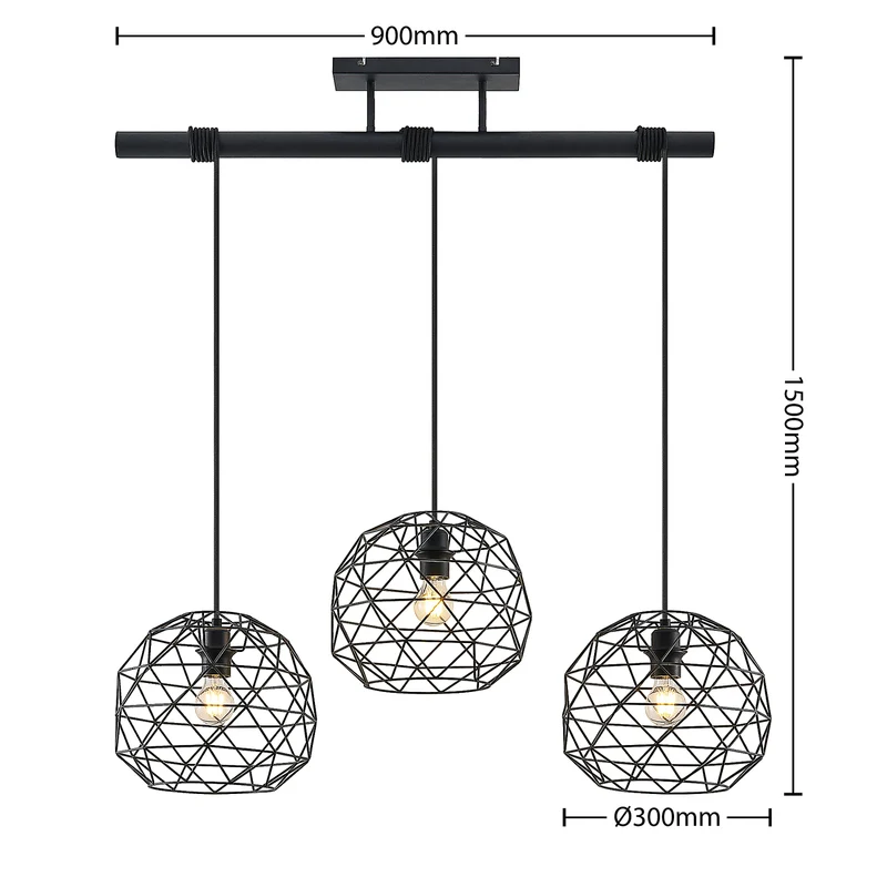 B-Ware Lindby Paridimo Hängelampe Hängeleuchte Pendellampe Lampe Leuchte Stahl 3 flg.