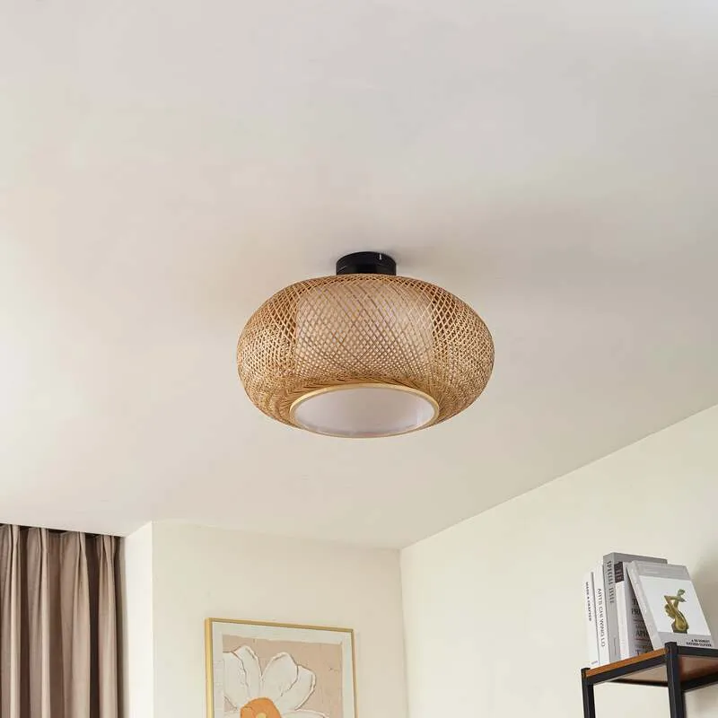 B-Ware Lindby Deckenleuchte Romaine Bambus natur Ø50cm Lampe Leuchte SIEHE TEXT/FOTO