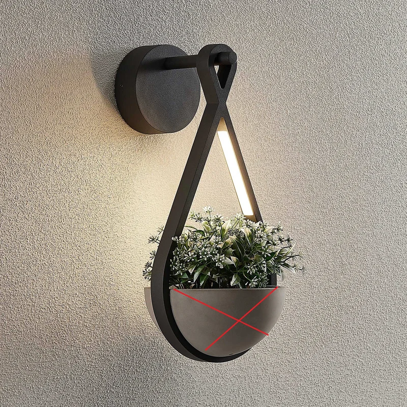 C-Ware Lucande Außenwandleuchte Wandlampe LED Florka Naturstein Blumenampel Pflanzsc65