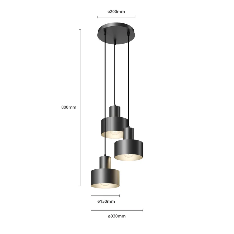 B-Ware Sigma Lighting Hängeleuchte Rif Hängeleuchte Lampe LED Rondell dreiflammig E27