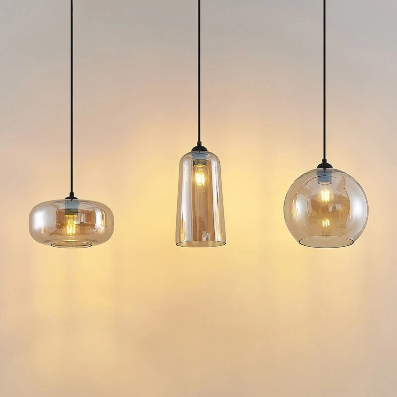 C-Ware Lucande Hängeleuchte Pendelleuchte Wilja Glas amber Esszimmer SIEHE TEXT/FOTO