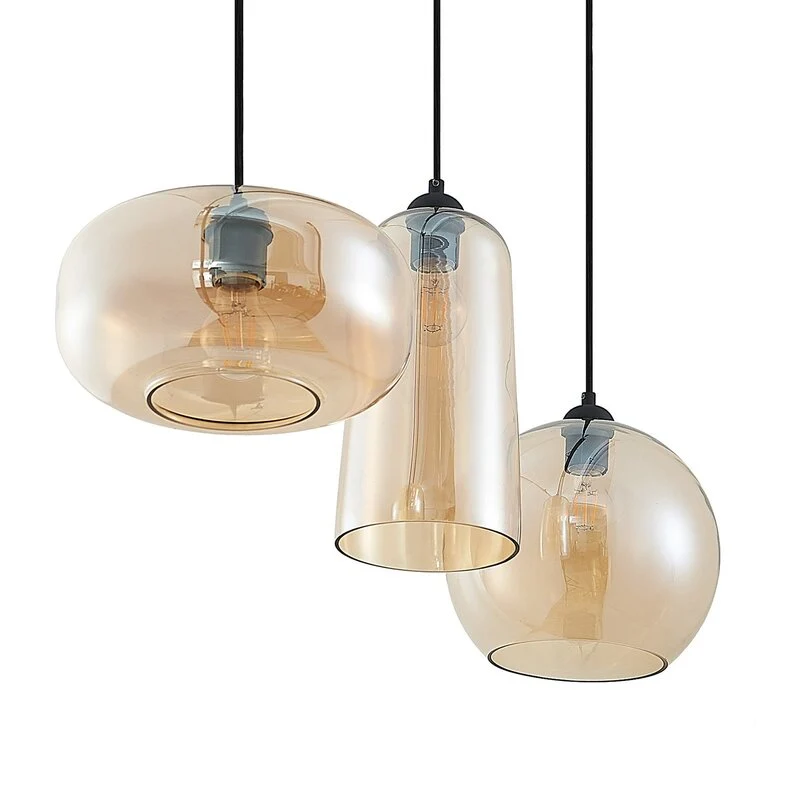 C-Ware Lucande Hängeleuchte Pendelleuchte Wilja Glas amber Esszimmer SIEHE TEXT/FOTO