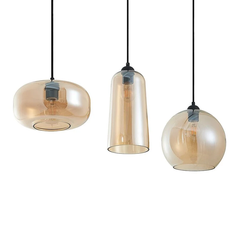 C-Ware Lucande Hängeleuchte Pendelleuchte Wilja Glas amber Esszimmer SIEHE TEXT/FOTO
