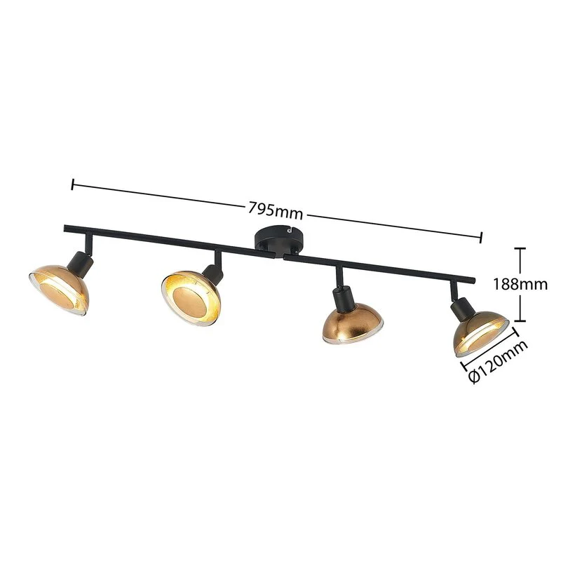B-Ware Lindby Deckenstrahler Deckenspot Erin schwarz gold Glas Lampenstrahler