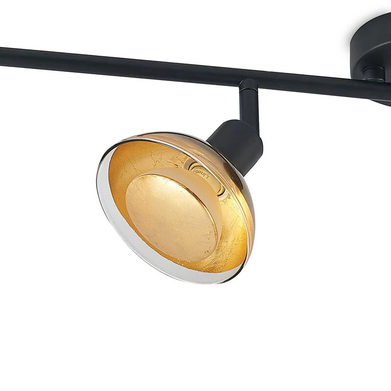 B-Ware Lindby Deckenstrahler Deckenspot Erin schwarz gold Glas Lampenstrahler