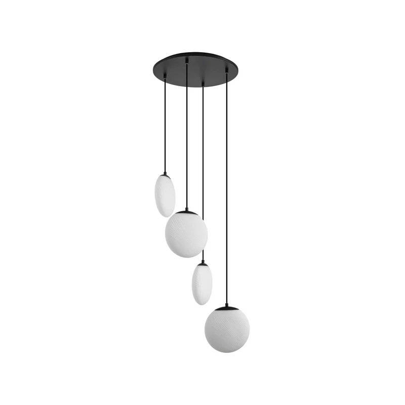 B-Ware Lucande Hängeleuchte Pendelleuchte Lunelle schwarz Glas 4flg Ø 40cm