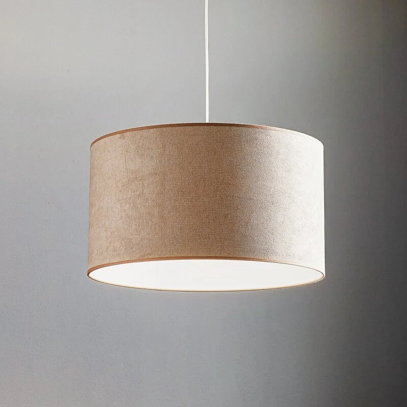B-Ware Duolla Hängeleuchte Pendelleuchte Lampe Webmuster beige Textil Kunststoff E27