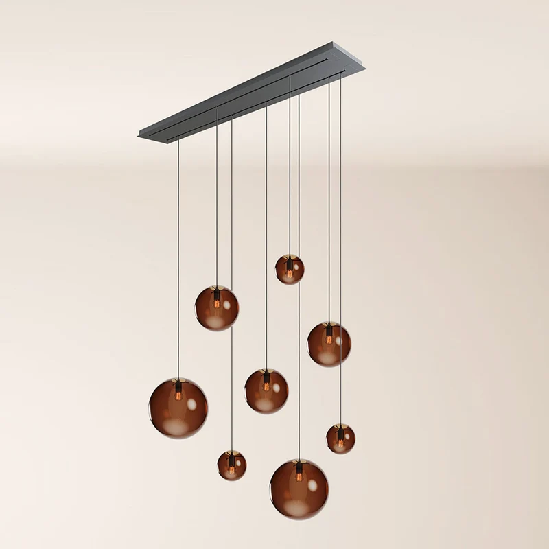 s.luce Orb Esstischleuchte 8-flammig 160cm 2-reihig