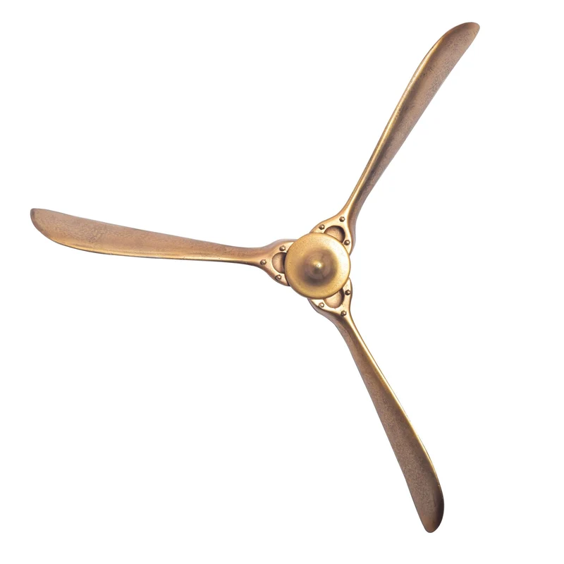 Wandpropeller Deko 85x85cm Gold Metall Flugzeug Aluminium Modern