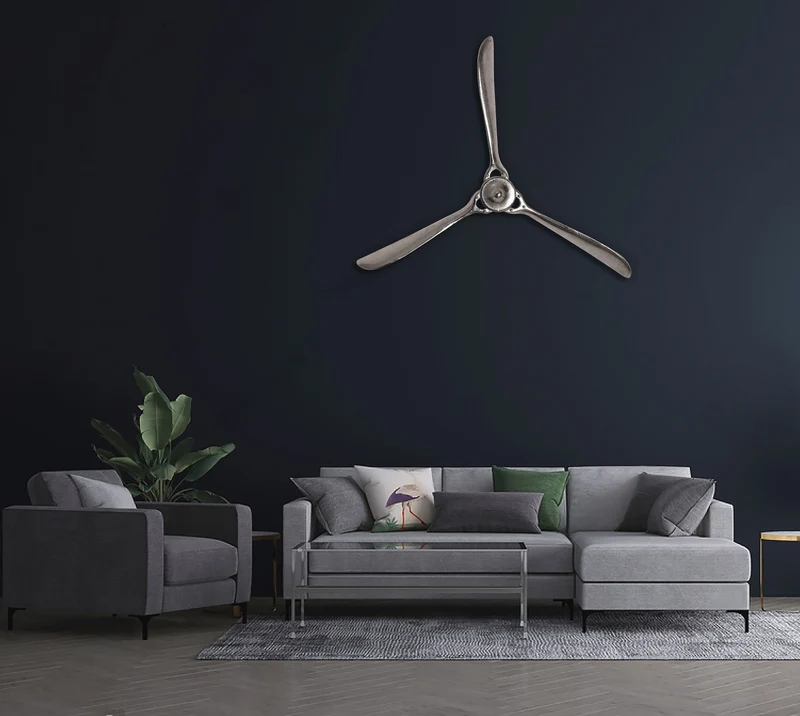 Wandpropeller Deko 85x85cm Silber Metall Flugzeug Aluminium Modern