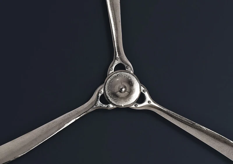 Wandpropeller Deko 85x85cm Silber Metall Flugzeug Aluminium Modern