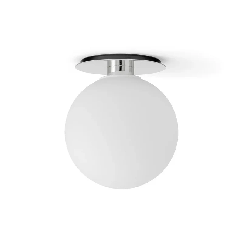 B-Ware Audo Leuchte Lampe Wand Decke LED Opalglas Stahl poliert silber E27 dimmbar