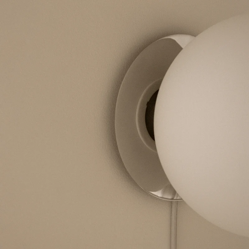 B-Ware Audo Leuchte Lampe Wand Decke LED Opalglas Stahl poliert silber E27 dimmbar