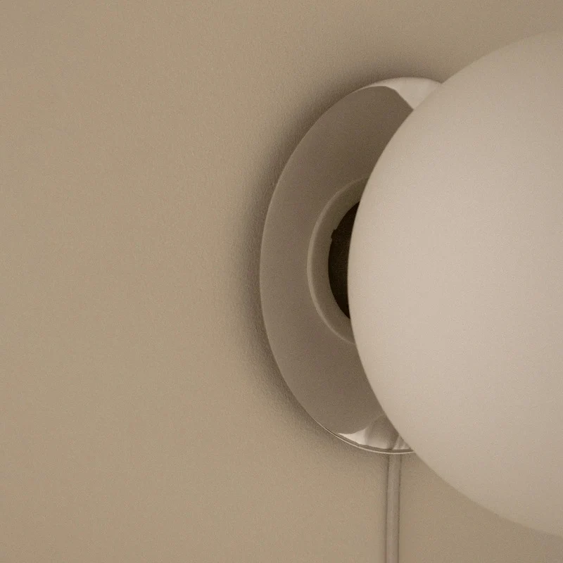 B-Ware Audo Leuchte Lampe Wand Decke LED Opalglas Stahl poliert silber E27 dimmbar
