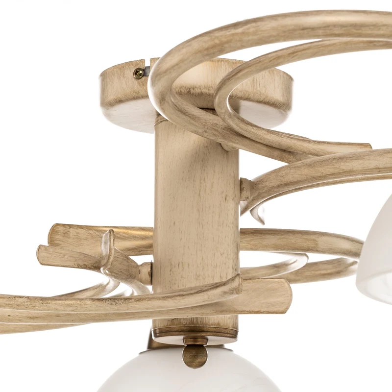 B-Ware Deckenlampe Flora fünf Glasschirme weiß messing Deckenleuchte Lampe Leuchte Spot