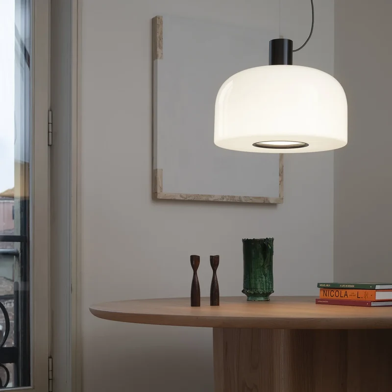 B-Ware Flos Pendelleuchte Hängelampe Bellhop Glas Schokoladenbraun Opalglas Aluminium