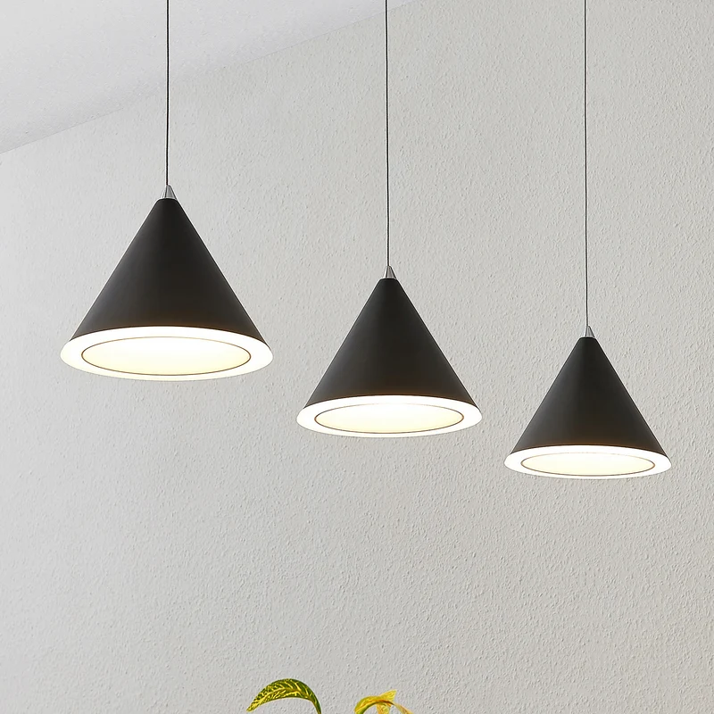 B-Ware Lucande Livan LED-Hängeleuchte Lampe Leuchte Hängelampe A++ 8W schwarz 3-fl. LED
