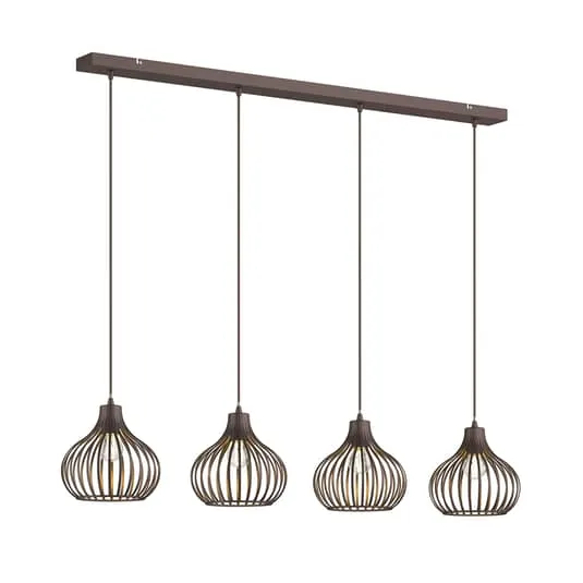 B-Ware Lindby Frances Hängelampe Hängeleuchte Pendellampe Lampe Leuchte braun, 4-fl.345