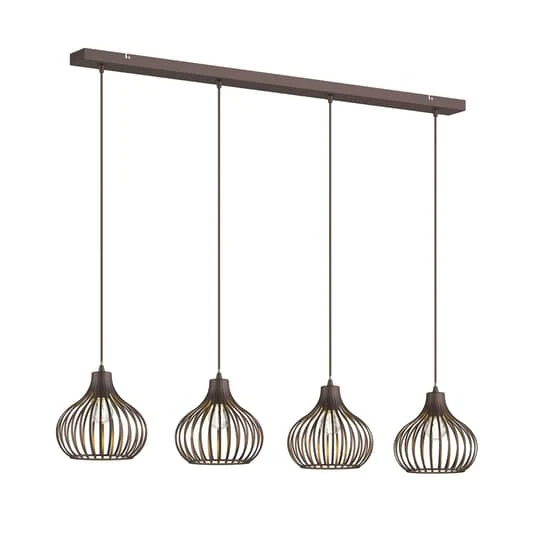 B-Ware Lindby Frances Hängelampe Hängeleuchte Pendellampe Lampe Leuchte braun, 4-fl.345