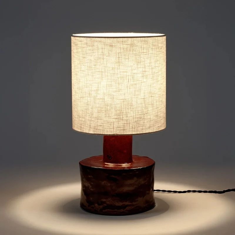 B-Ware Serax Tischleuchte Lampe Leuchte Catherine rot beige Baumwolle SIEHE TEXT/FOTO