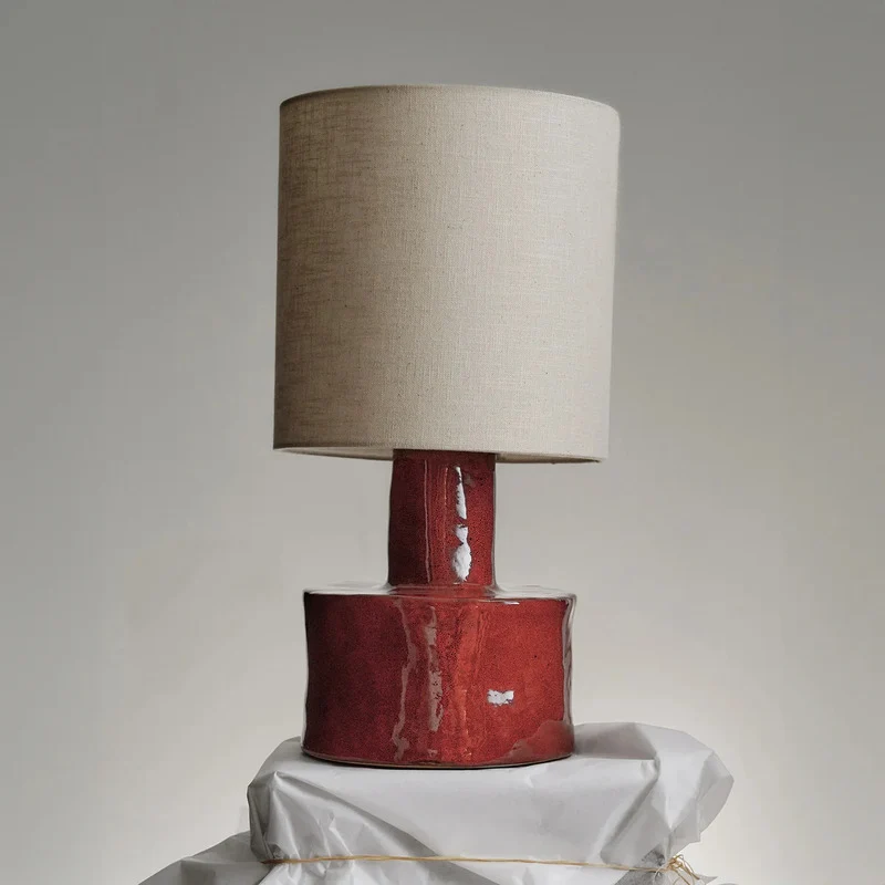 B-Ware Serax Tischleuchte Lampe Leuchte Catherine rot beige Baumwolle SIEHE TEXT/FOTO