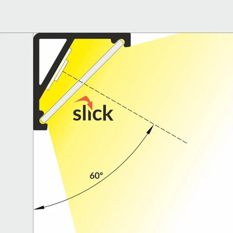 Aufbau-Eckprofil 30° & 60° 200cm Schwarz ohne Abdeckung