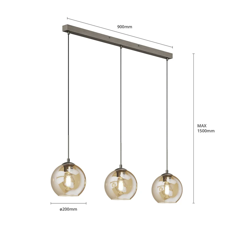 B-Ware Lindby Sofian Hängeleuchte Deckenleuchte Lampe Leuchte Licht 3-flg E27 rauchgrau