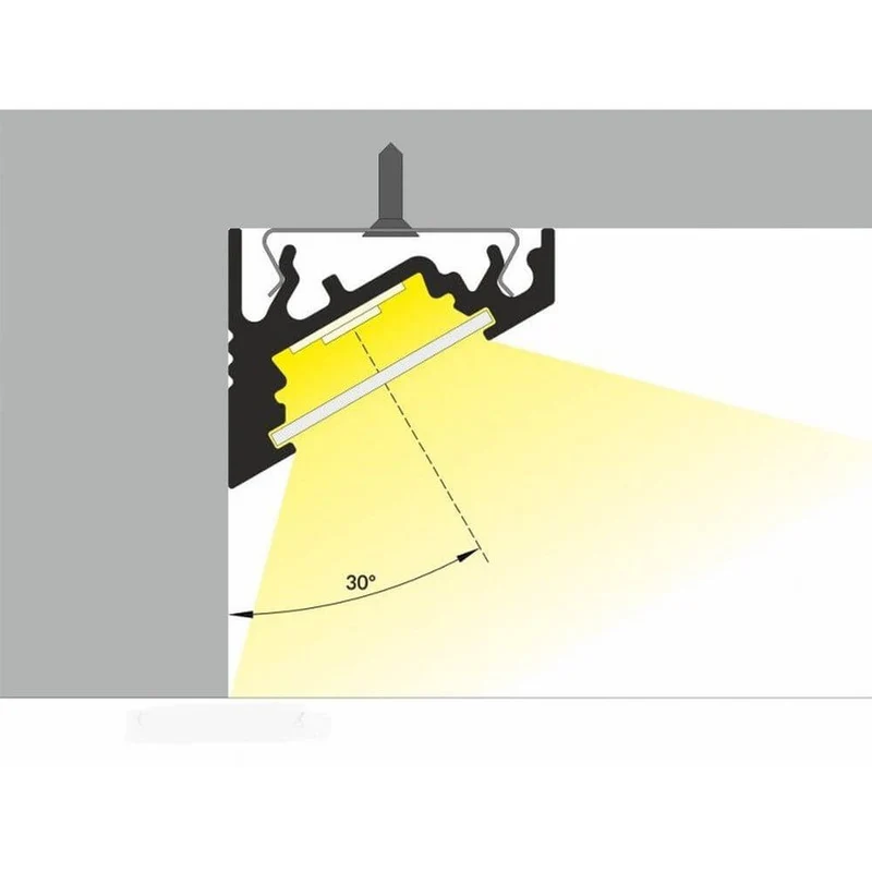 LED Aluprofil 2 Meter Corner 30° Weiß ohne Abdeckung