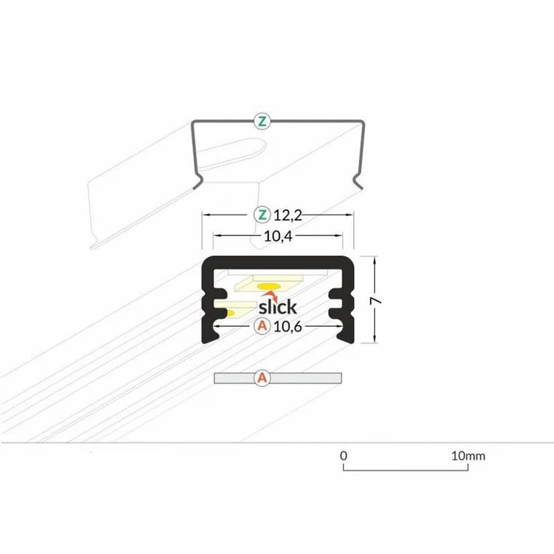 Aufbauprofil mini 200cm Schwarz ohne Abdeckung für LED-Strips