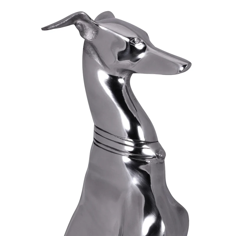 Windhund Skulptur Hundestatue Aluminium silbern Design Dog