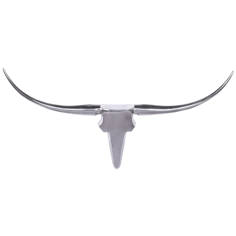 Wanddekoration Bull Geweih 125cm Aluminium Silber
