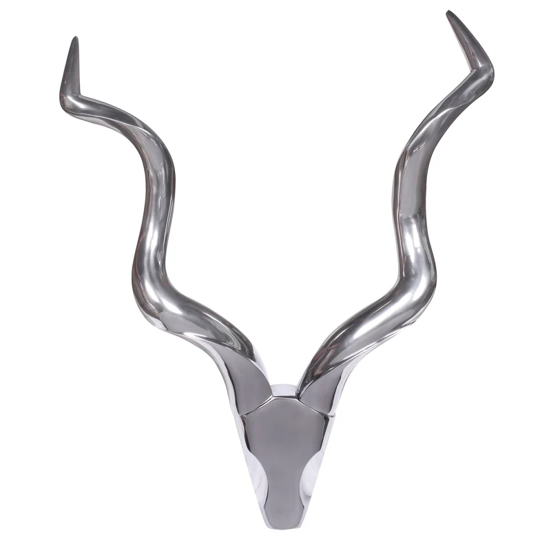 Hirschgeweih Wanddeko 80cm Aluminium Silber Landhausstil modern