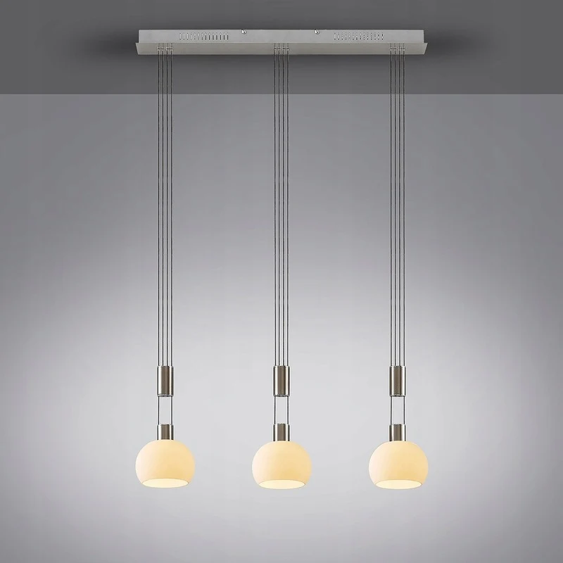 B-Ware Dreiflammige LED Pendellampe Hängeleuchte Lindby Aurell Glas Nickel Esszimmer Op