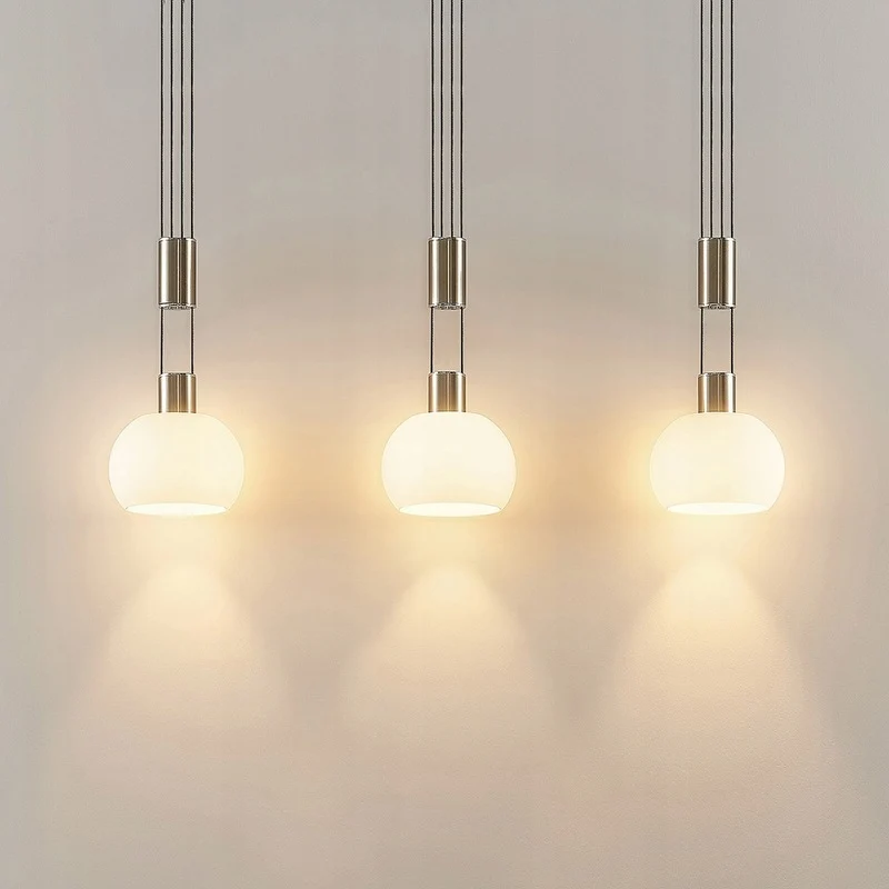 B-Ware Dreiflammige LED Pendellampe Hängeleuchte Lindby Aurell Glas Nickel Esszimmer Op