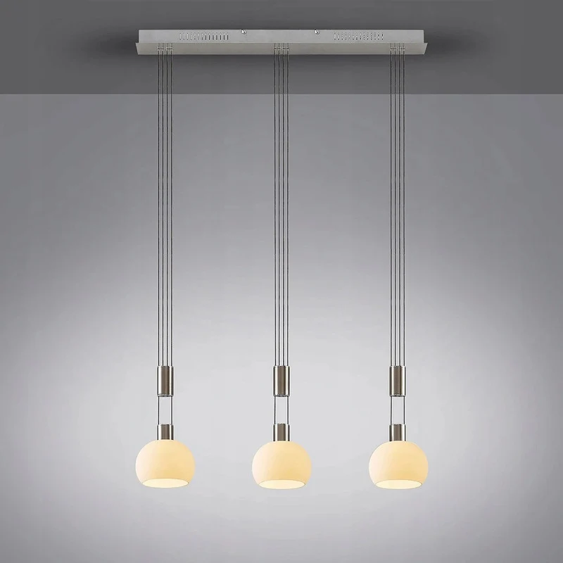B-Ware Dreiflammige LED Pendellampe Hängeleuchte Lindby Aurell Glas Nickel Esszimmer Op