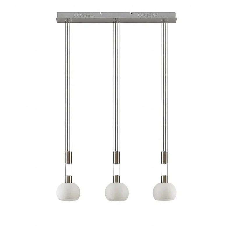 B-Ware Dreiflammige LED Pendellampe Hängeleuchte Lindby Aurell Glas Nickel Esszimmer Op