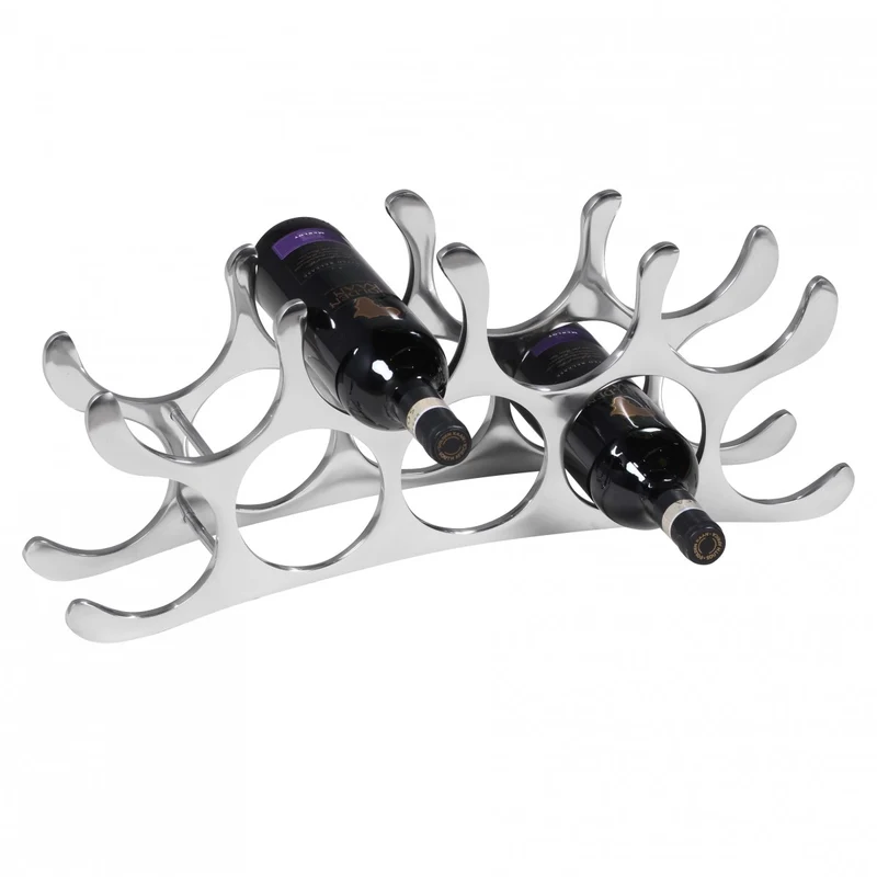Weinregal Aluminium 9 Flaschen Silber 55x20x12cm modern Küche Deko