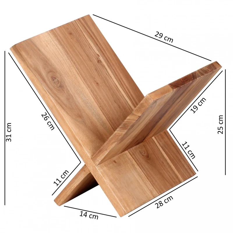 Zeitungsständer MUMBAI Akazie Massivholz X-Form Landhaus 31cm