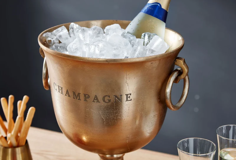 Champagnerkühler Gold Aluminium 28,5x37,5x28,5 cm Groß Tisch