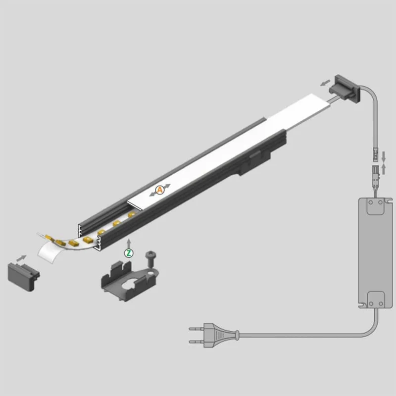 Aufbauprofil mini 200cm Alu-roh ohne Abdeckung für LED-Strips