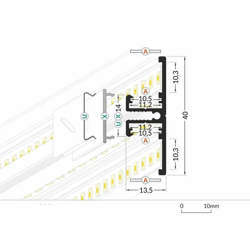 Aufbau-Wandprofil T-Form 200cm Schwarz für LED-Strips