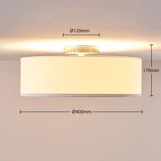B-Ware Lindby Deckenlampe Sebatin 40 cm weiß rund Deckenlampe Lampe Leuchte Stoff E27