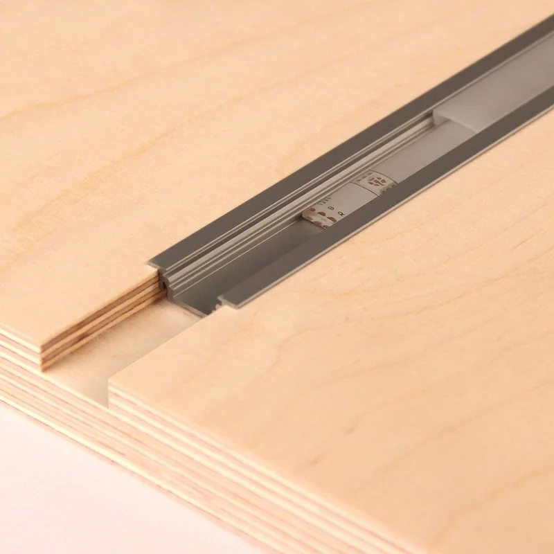 Einbauprofil flach 200cm Alu-eloxiert ohne Abdeckung für LED-Strips