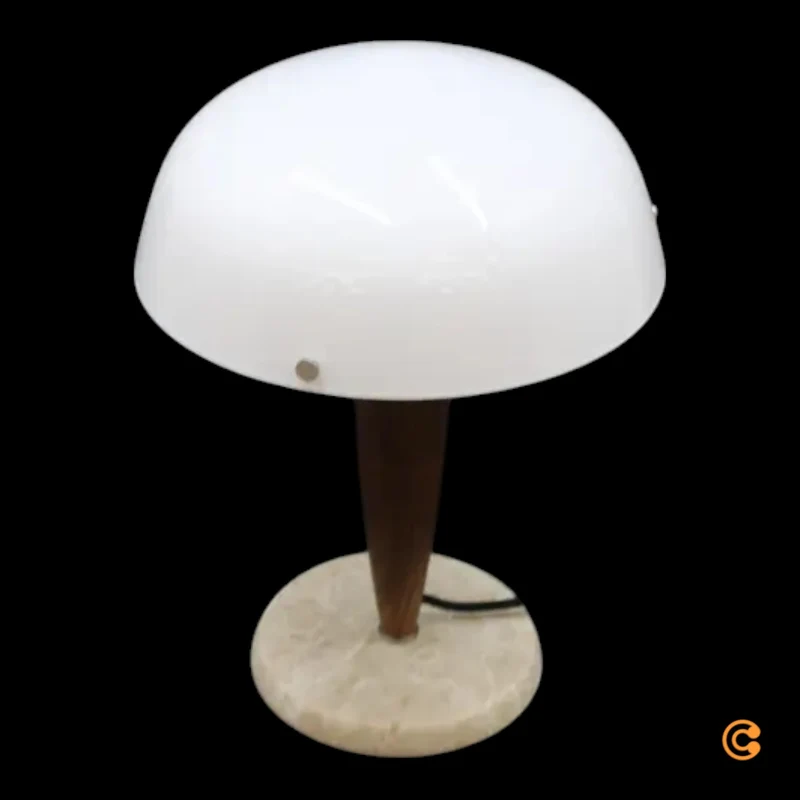 B-Ware &Tradition Tischleuchte Lampe Herman SHY3 Licht Walnuss Opalglas SIEHE TEXT/FOTO