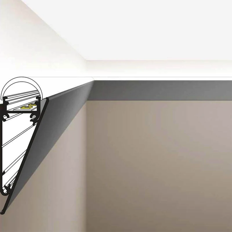 Seitliche Abdeckung 200cm Weiß für Aufbau-Wandprofil schräg