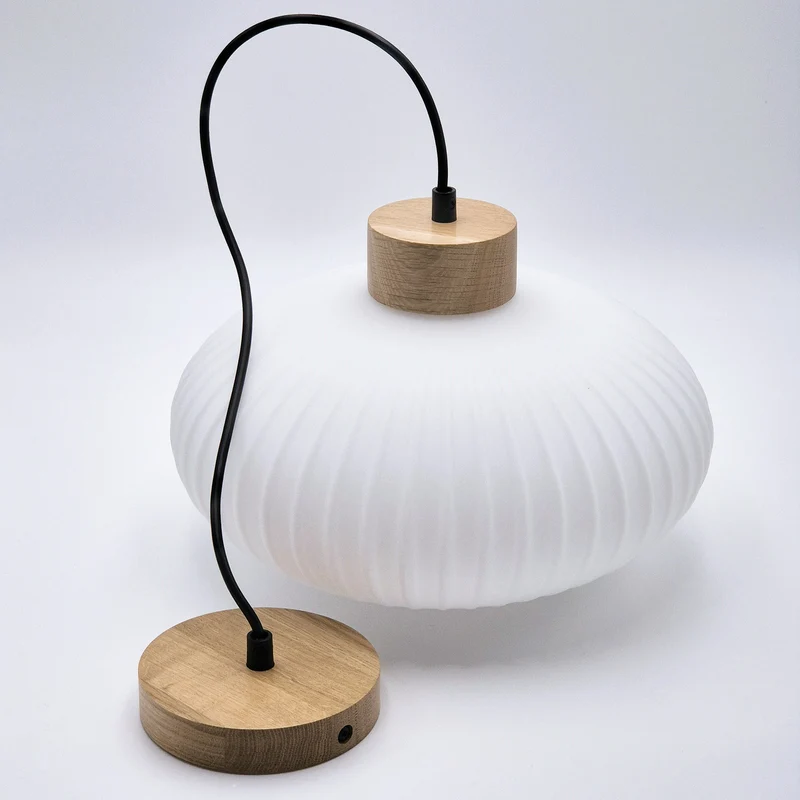 B-Ware Hängeleuchte Pendelleuchte Harmony Glas Holz Weiß Eiche Wohnzimmer 25 cm