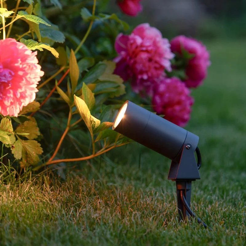 B-Ware LCD Erdspießstrahler Gartenleuchte LED Außenstrahler schwarz Aluminium Glas