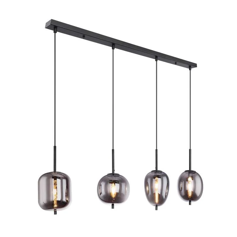 B-Ware Globo Hängelampe Pendelleuchte Blacky Glasleuchte Rauchglas dimmbar E14 schwarz