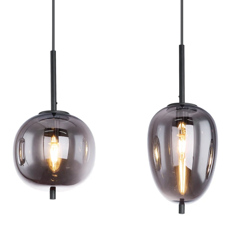 B-Ware Globo Hängelampe Pendelleuchte Blacky Glasleuchte Rauchglas dimmbar E14 schwarz