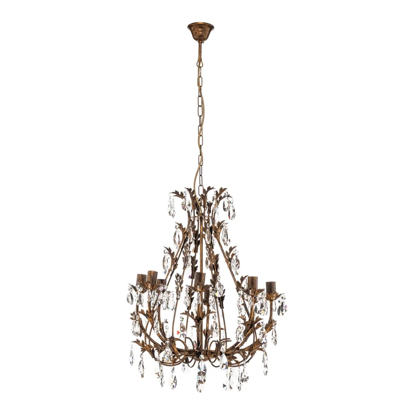 B-Ware Kronleuchter Hängeleuchte Botte Bronze Metall Kristall achtflammig dimmbar 55 cm